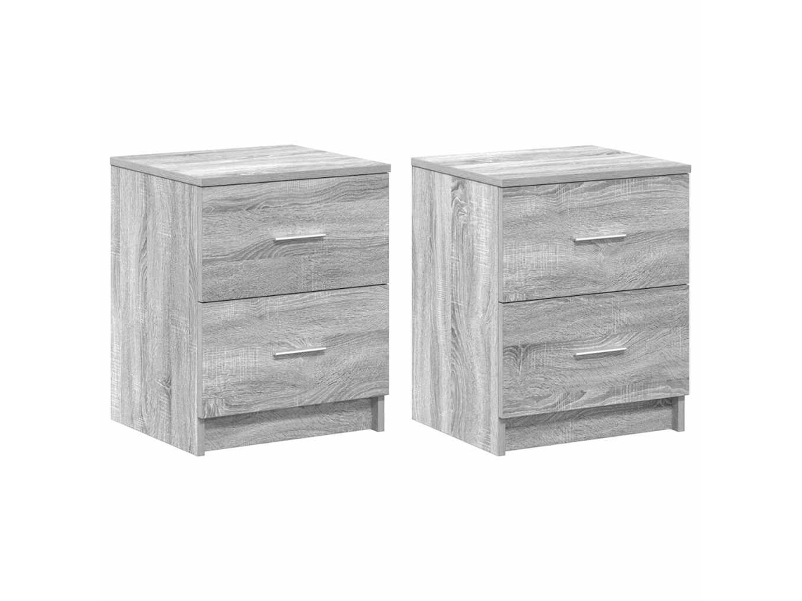Mesitas de noche de 2 piezas con 2 cajones, 40x36x50 cm, color gris, Sonoma, EXCLUSIVA DE MAISON