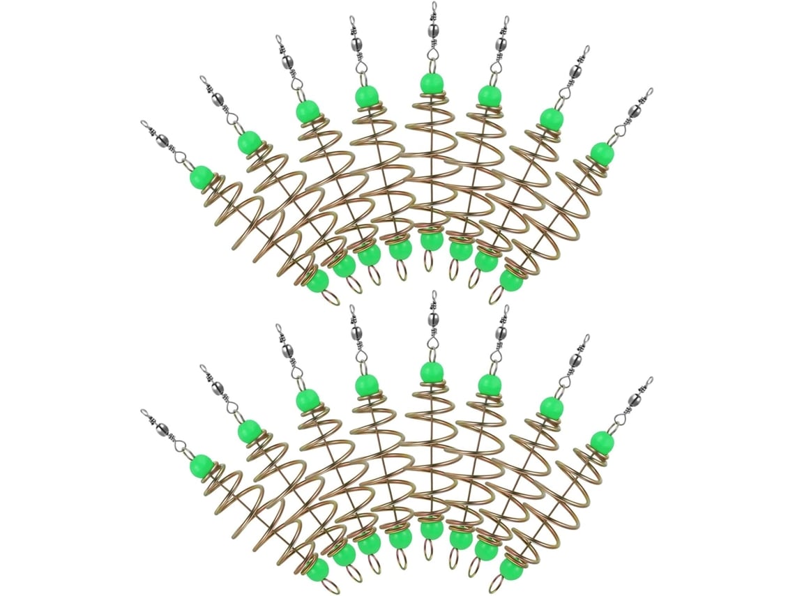 Juego de 16 soportes de acero con resorte para cebo.