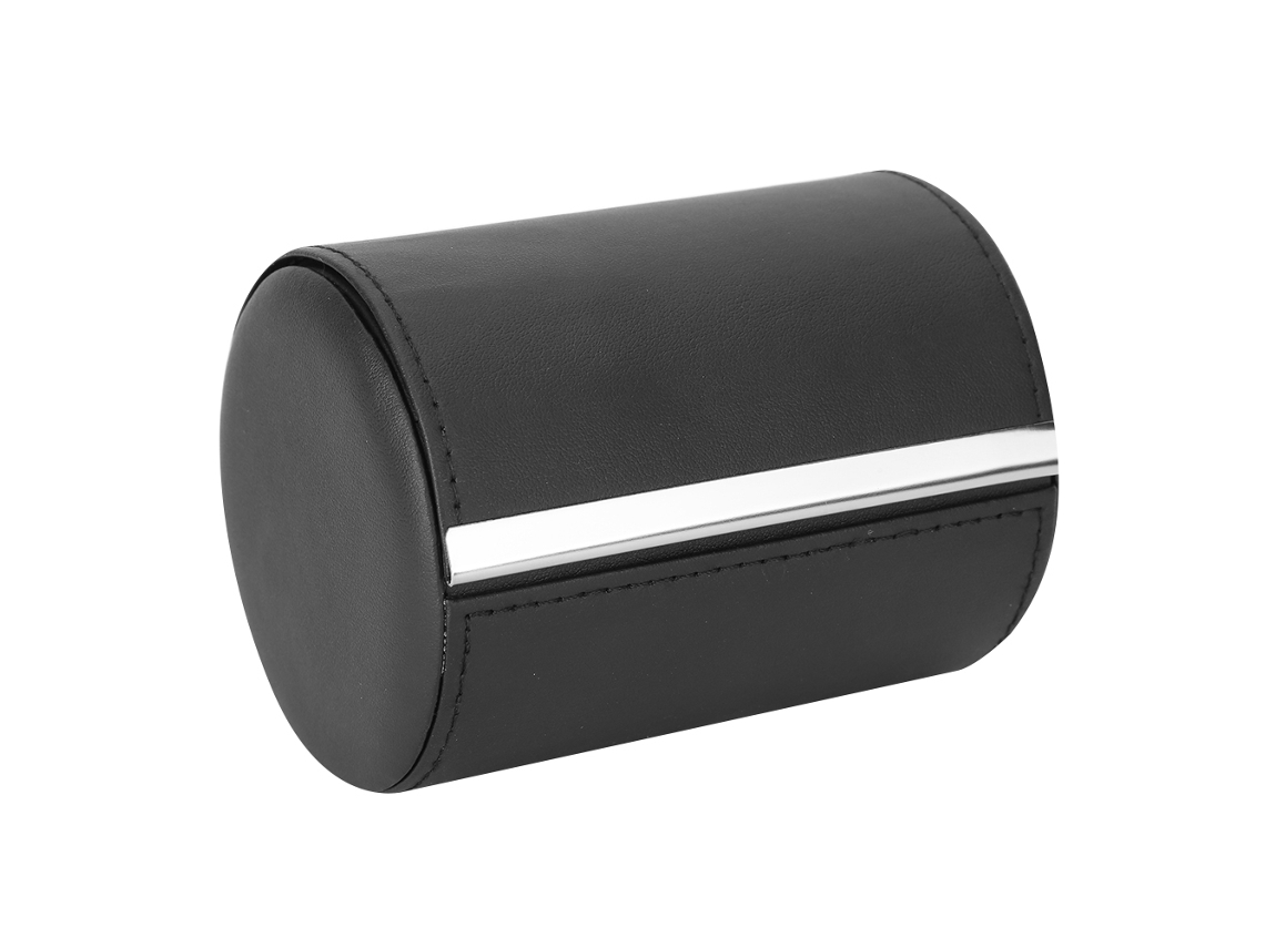 Estuche portátil para corbatas, antiarrugas, para hombre, con forma cilíndrica, de piel sintética y protección impermeable.
