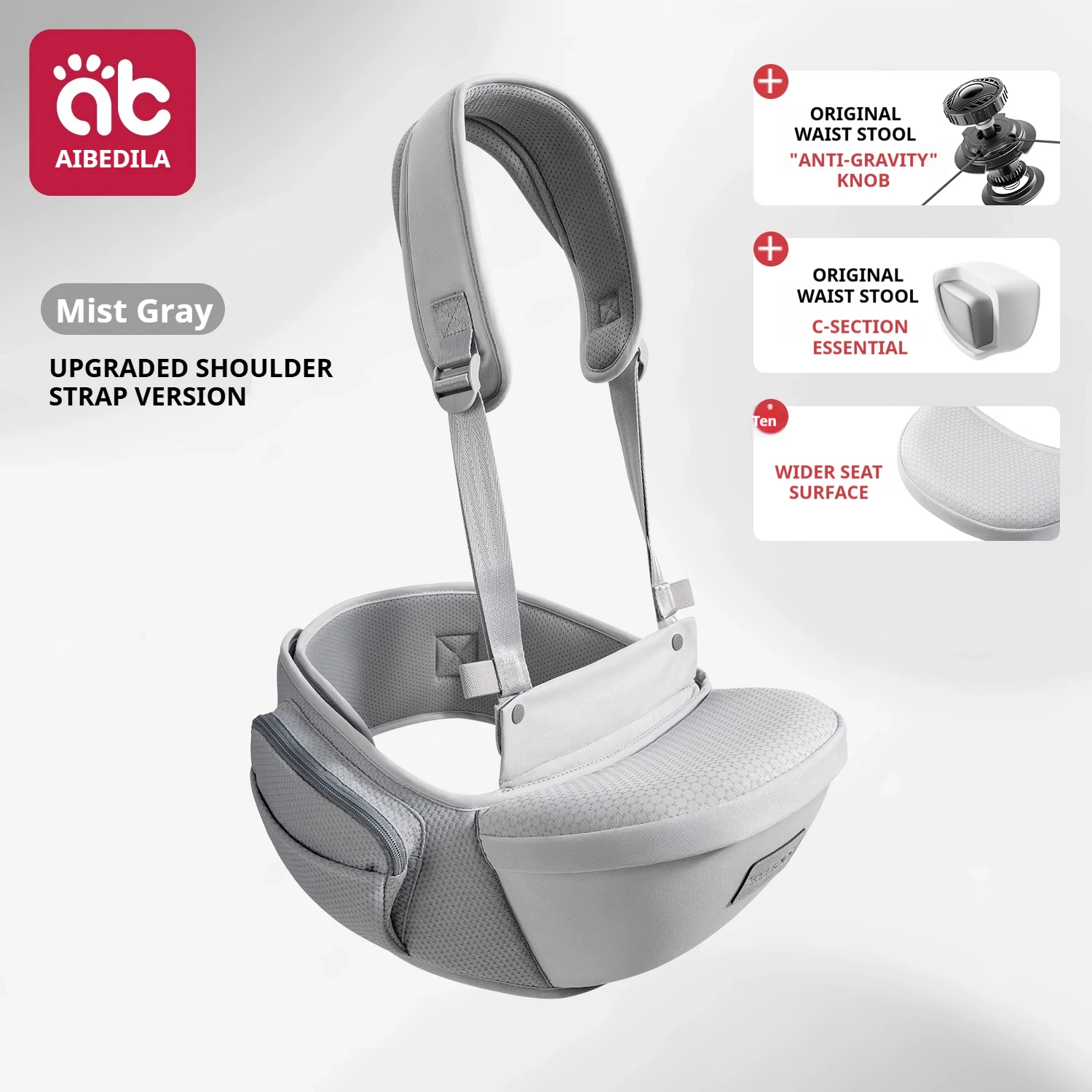 (gris) Portabebés, Portabebés Ajustable, Adecuado Para Niños Pequeños, Con Perilla Antigravedad.