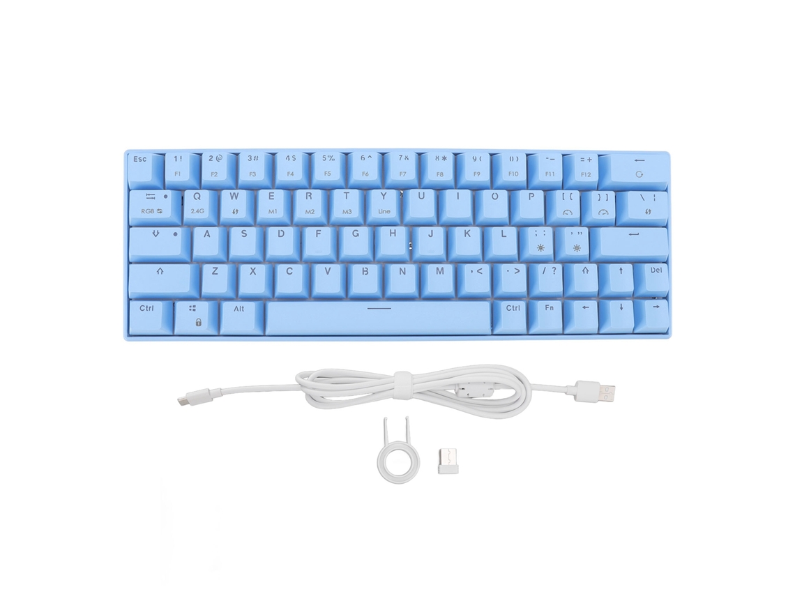 Teclado Mecánico Inalámbrico Rgb De 64 Teclas Con Bluetooth 2.4g, Usb-c E Interruptores Azules Para Windows E Ios.