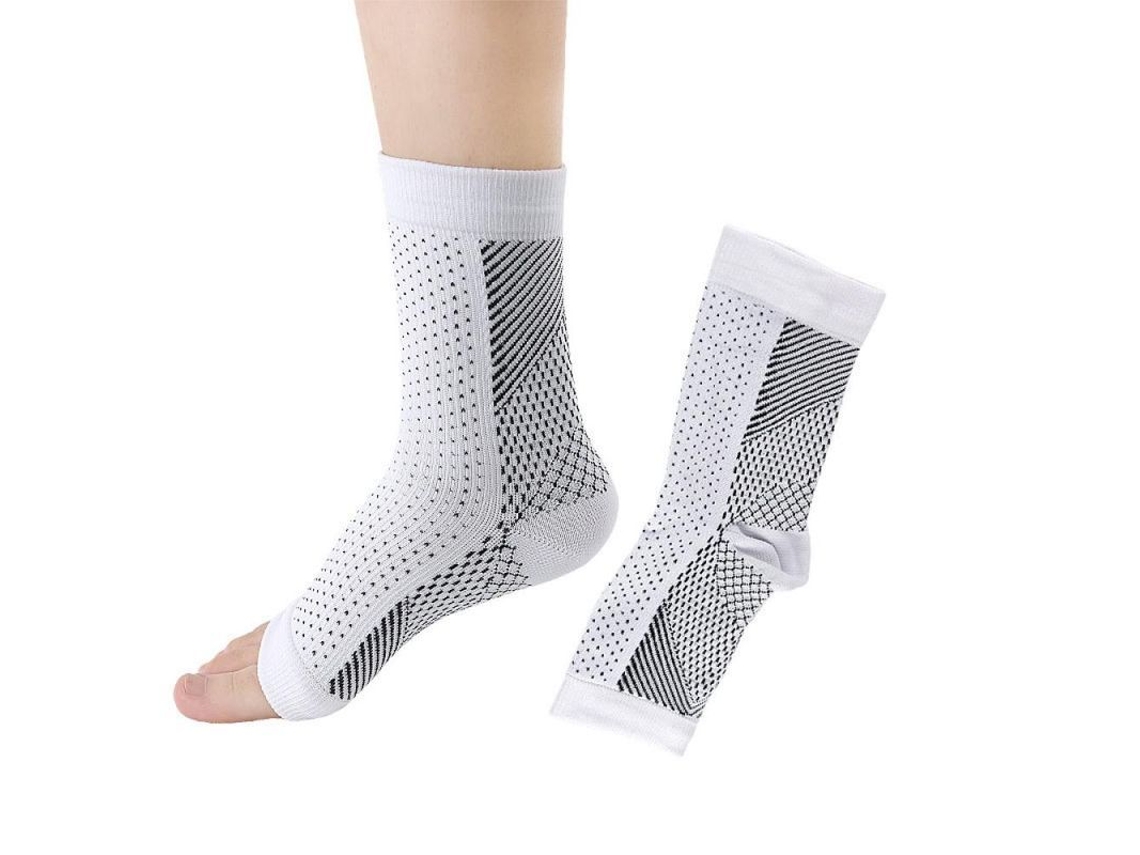 2026-calcetines De Compresión Para Tobillo Antifatiga Con Soporte Plantar Alivia Hinchazón Para Mujeres Y Hombres Xhe S-m White 1par