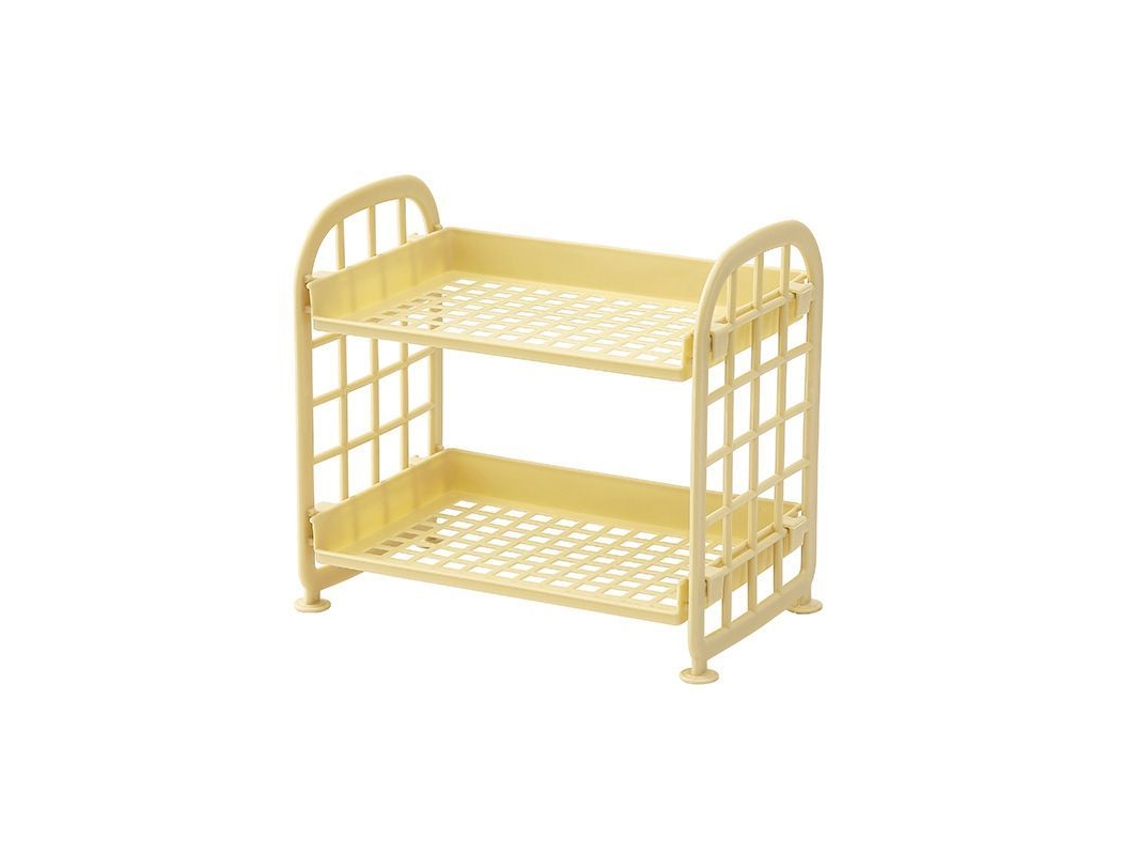 2026-41150-estante Doble Plegable Baño Organizador Maquillaje Abs 21.5x14x20.5cm Amarillo