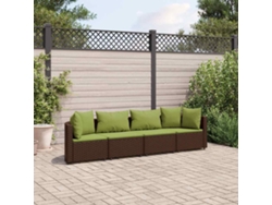 Conjunto de sofás de jardín con cojines de mimbre marrón, Dkd Home Decor