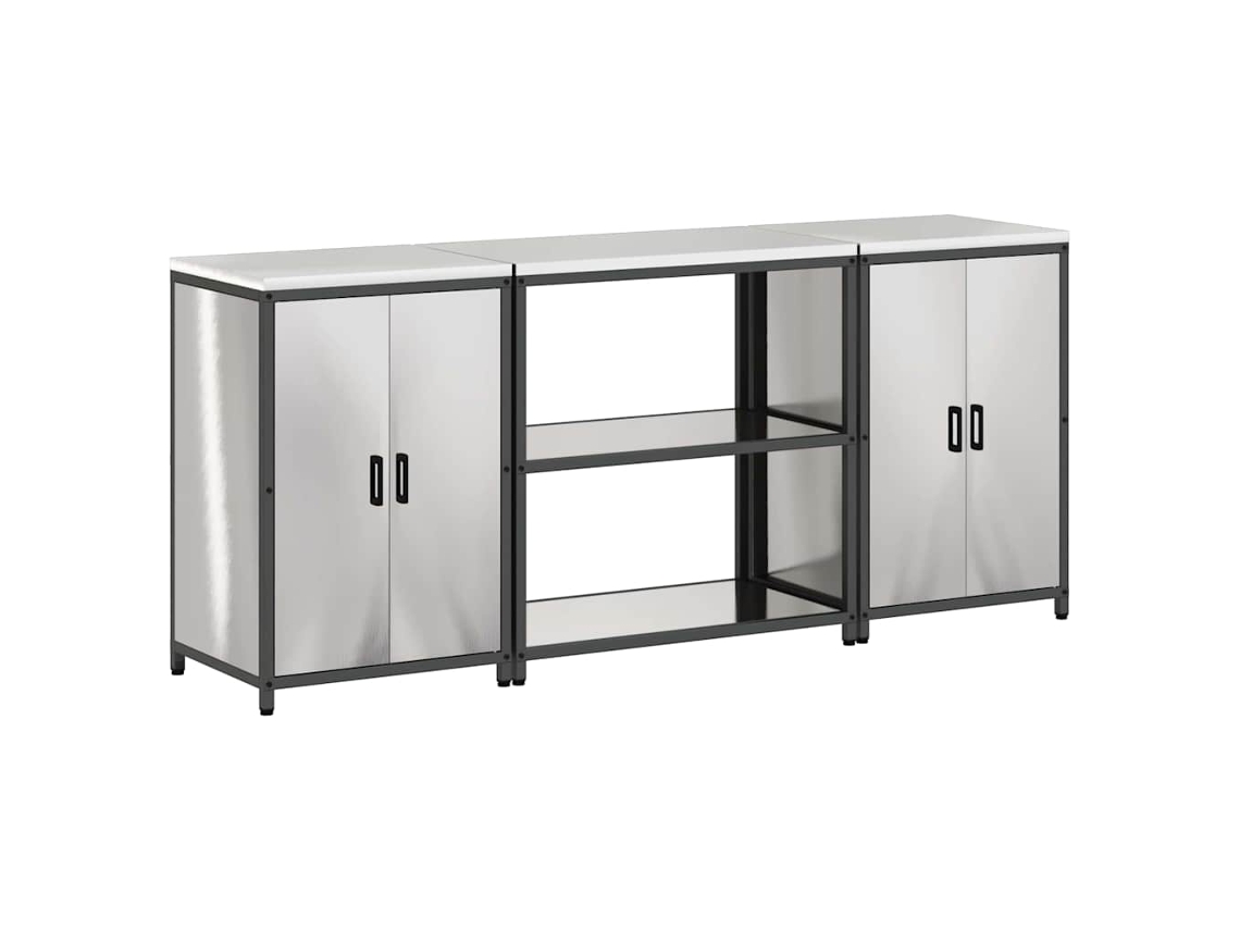 Juego de almacenamiento de cocina de 3 piezas en plata con puerta EXCLUSIVO DE MAISON