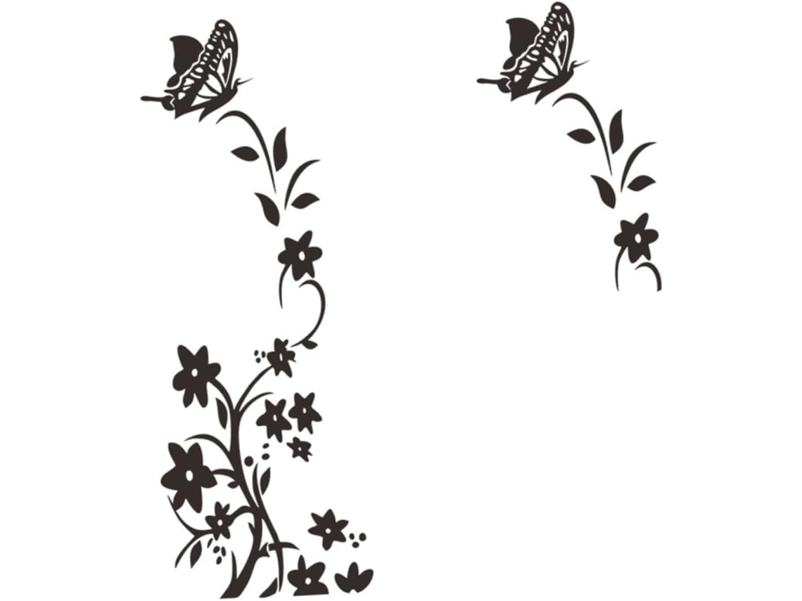 Adhesivo De Pared Pvc Removible Con Estampado Flores Negras Para Refrigerador, Decoración Del Hogar