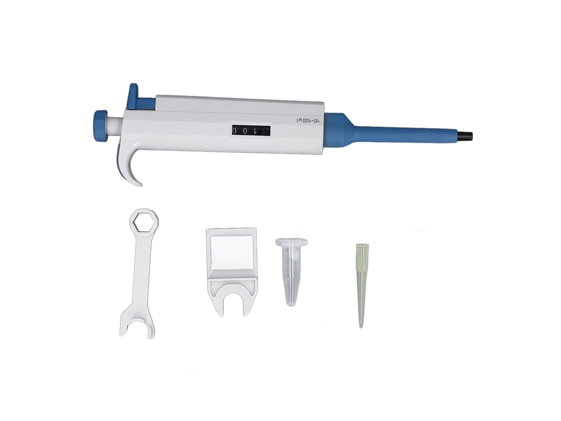 Pipeta Monocanal Ajustable De 10-100 Μl Con Punta De Gran Capacidad Para Uso En Laboratorio.