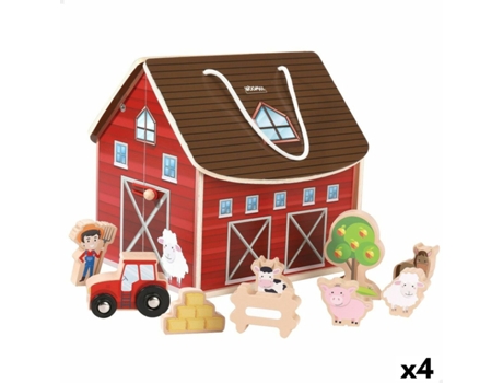 Playset de Vehículos WOOMAX Granja 19 x 18 x 19 cm 9 Piezas (Edad Mínima Recomendada: 3 años - 4 unidades - 9 Piezas)