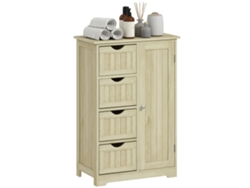 Mueble De Baño Con 4 Cajones Y Estante Ajustable, Madera Natural.