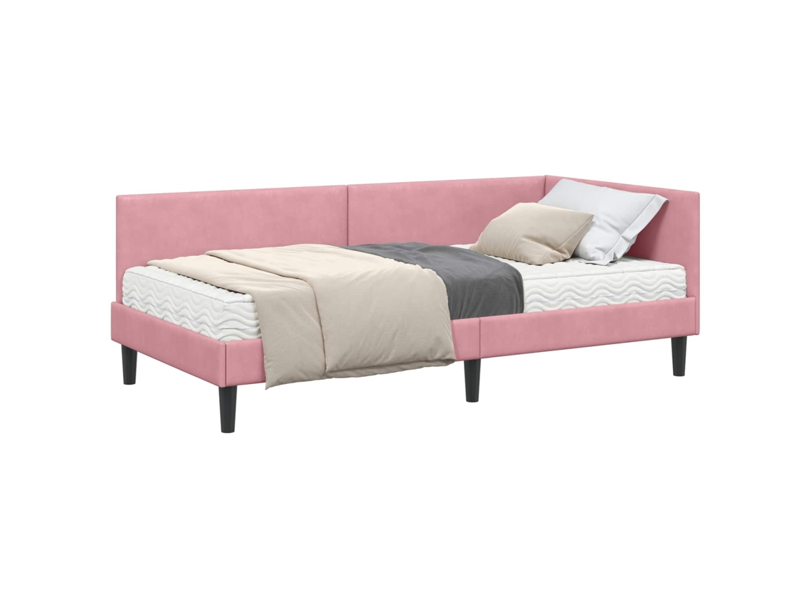 Syfax™ Estructura De Cama Esquina Con Colchón 2 Pcs Gris Terciopelo