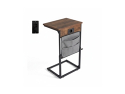 Mesa Auxiliar Relaxdays Con Carga, Almacenaje, Altura Regulable, Forma C, 45–84 X 40,5 X 30,5 Cm, Marrón/negro