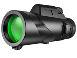 Telescopio monocular, binoculares portátiles de largo alcance, para caza y acampada, con trípode y clip para teléfono, color negro Gusshious