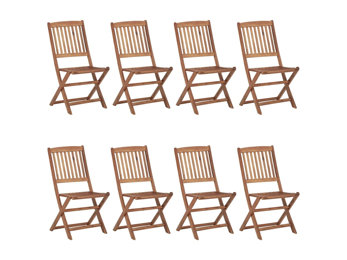 Juego de 8 sillas de jardín plegables con cojines, madera maciza de acacia, EXCLUSIVA MAISON
