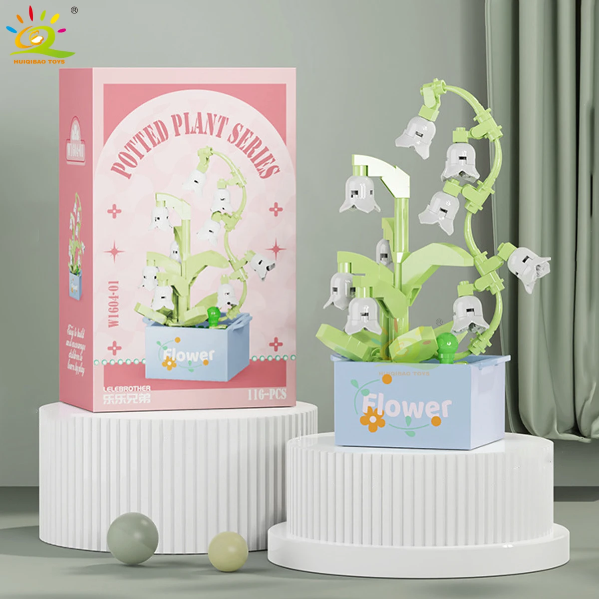 Bloques De Construcción De Plantas En Maceta Con Flores Moc, Bricolaje, Ramo Eterno