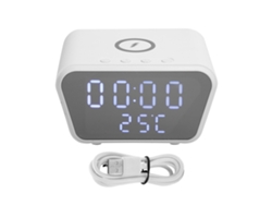Relógio De Alarme Com Carregador Sem Fio 10w Digital Inteligente De Mesa Com Testador De Temperatura Branco