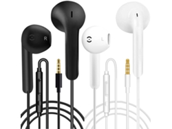 2 Pares Auriculares Cable 3,5mm Con Micrófono Control Volumen Para Teléfono Portátil Mp3