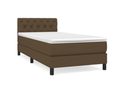 Maison Exclusive - Cama Box Spring Con Colchón Tela Marrón Oscuro 80x200 Cm