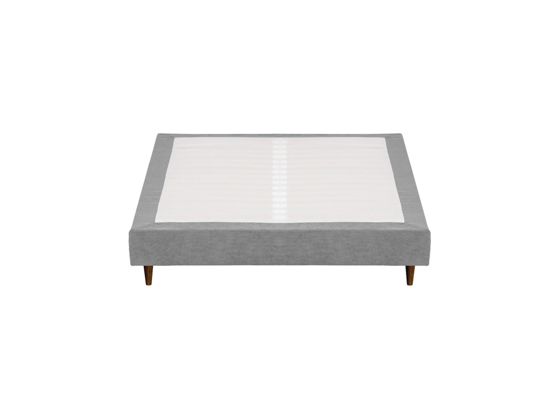 Somier Tapizado BUDWING Levi Gris c/ Patas de Madera (140x190 cm)