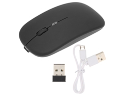 Rato Sem Fio Led 2.4ghz Com Dpi Ajustável Carregamento Usb Silencioso Anti Impressão Digital Para Laptop Preto