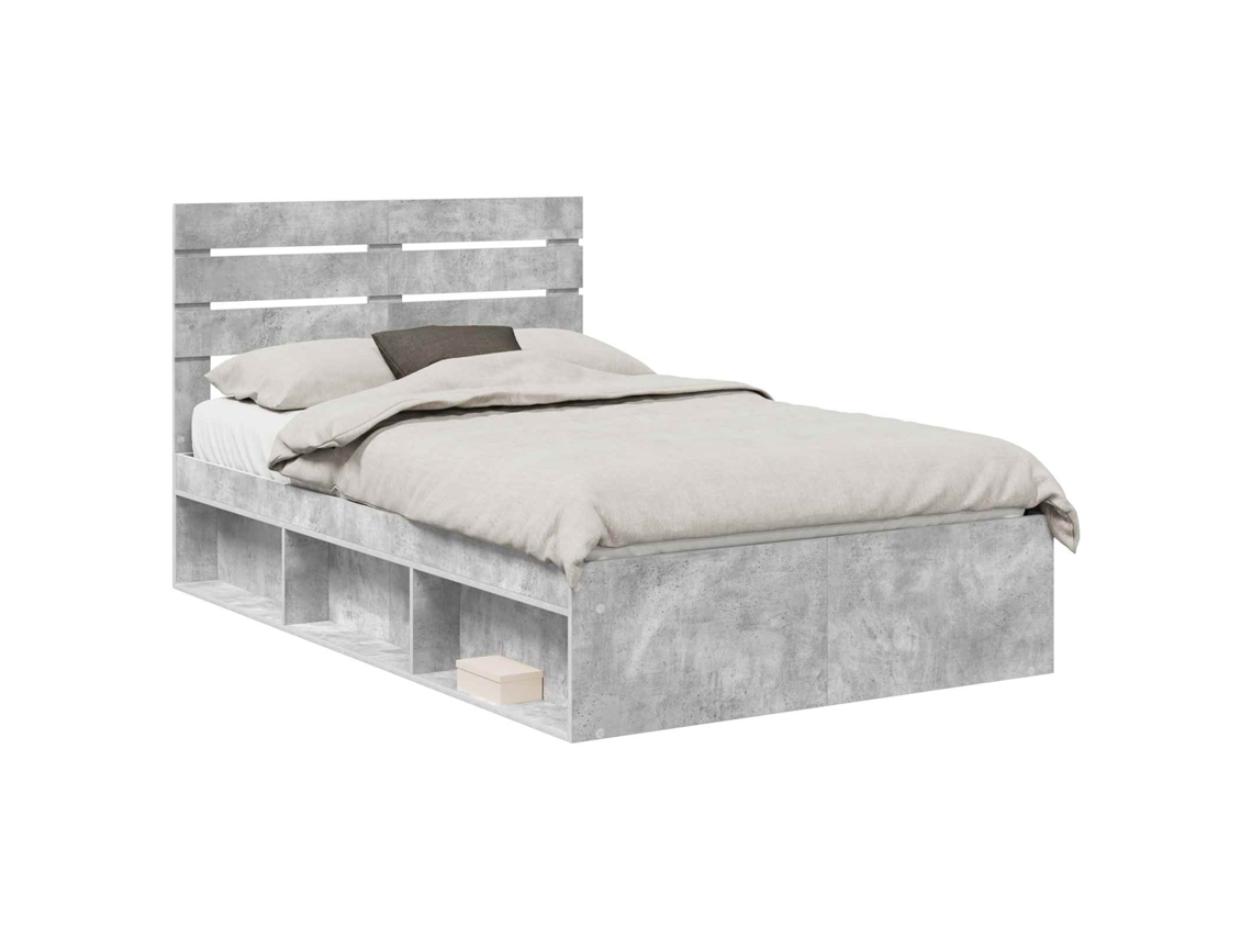 Maison Exclusive - Estructura De Cama Concreto 120 X 200 Cm Madera De Pino Macizo