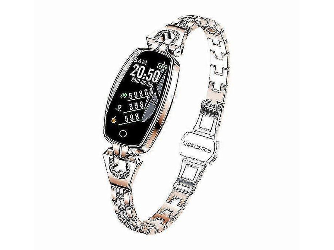 Reloj inteligente H8 para mujer con monitor de frecuencia cardíaca y presión arterial, reconocimiento automático de movimiento Ly Ebike (dorado)