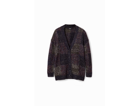 Chaqueta de Mujer DESIGUAL Oversize Cuadros Punto Negro (M)