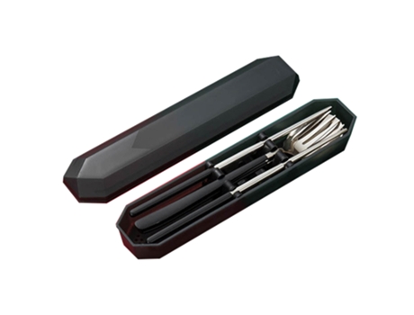 Juego de vajilla portátil de acero inoxidable de 3 piezas, juego de cubiertos reutilizables aptos para lavavajillas, negro