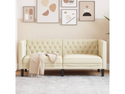 Sofá Chesterfield De 2 Plazas Cuero Artificial Blanco Crema