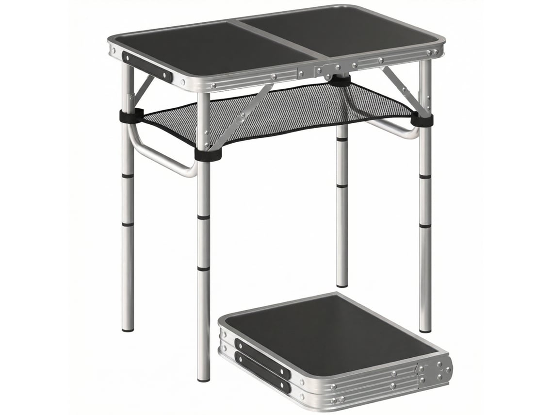 Mesa plegable de camping de 60 cm con hamaca negra para picnic