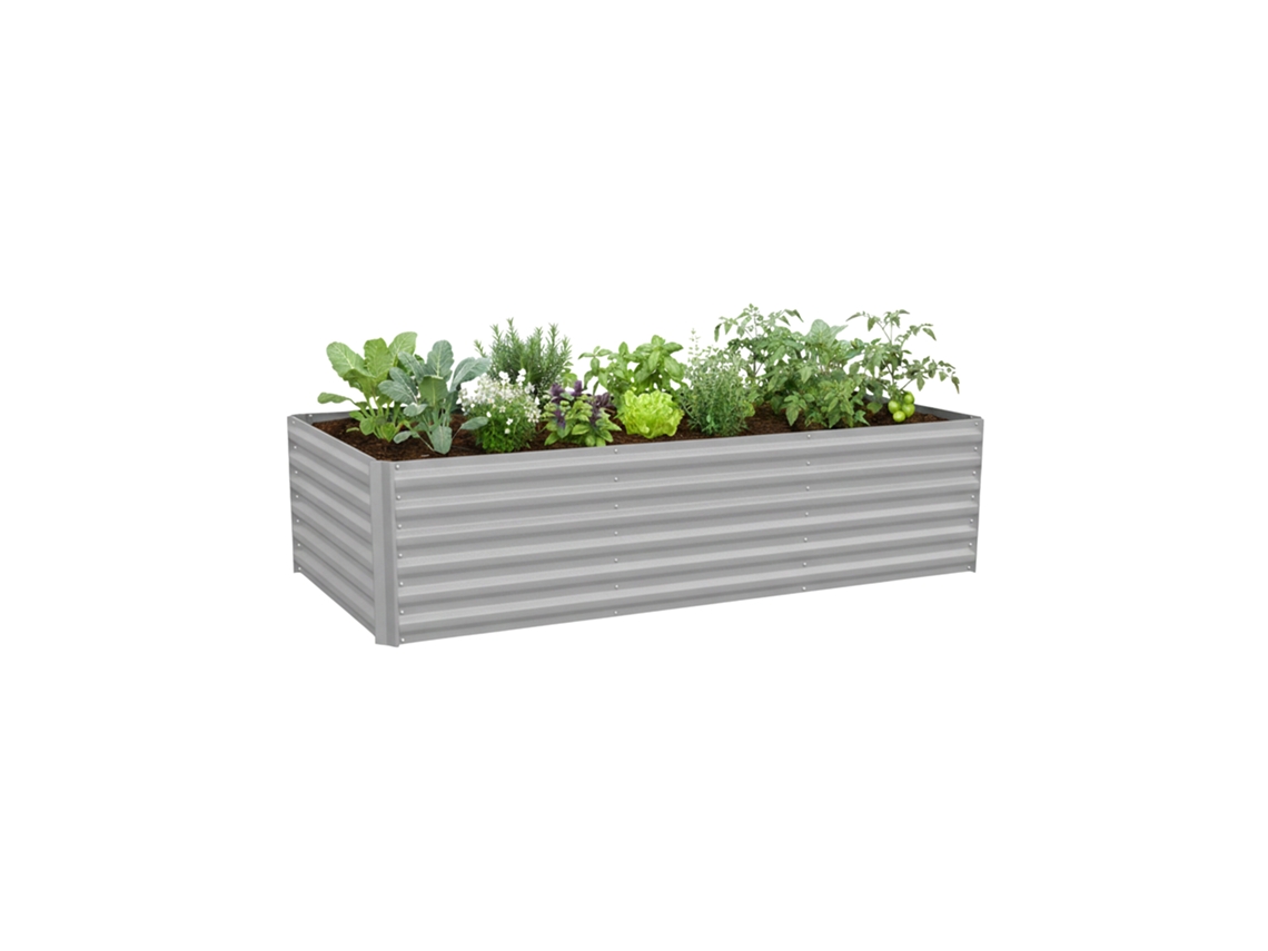 Relaxdays Huerto Elevado, Metal Galvanizado, Para Flores, Plantas Y Hortalizas, 57x240x90 Cm, Jardín, Gris Claro