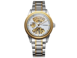 Reloj Casual Para Hombre Con Movimiento Mecánico, Brazalete De Acero Inoxidable, Esfera Blanca, Resistente Al Agua.