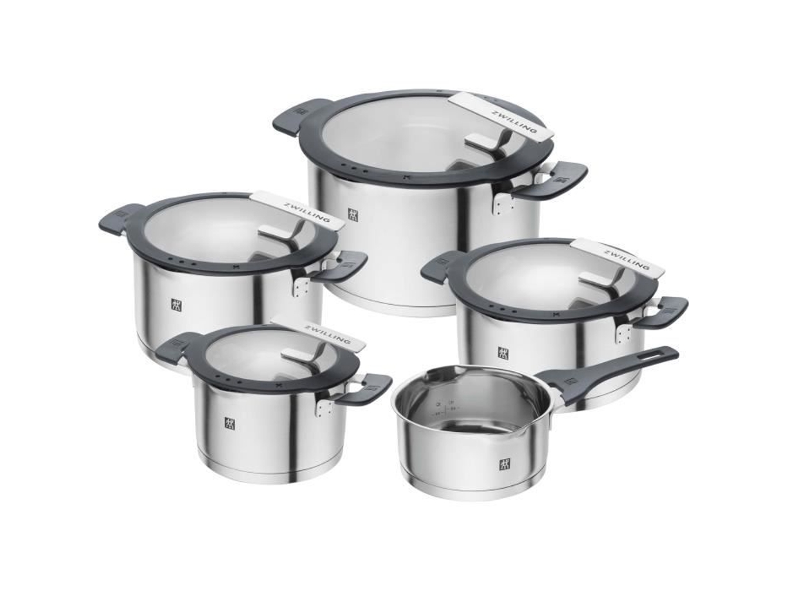 Juego de cocina de acero inoxidable ZWILLING, 5 piezas, compatible con placas de inducción.