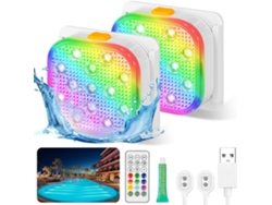 Iluminação Para Piscina, À Prova D'água Ip68, 16 Luzes Com Mudança De Cor E Controle Remoto (conjunto Com 2)
