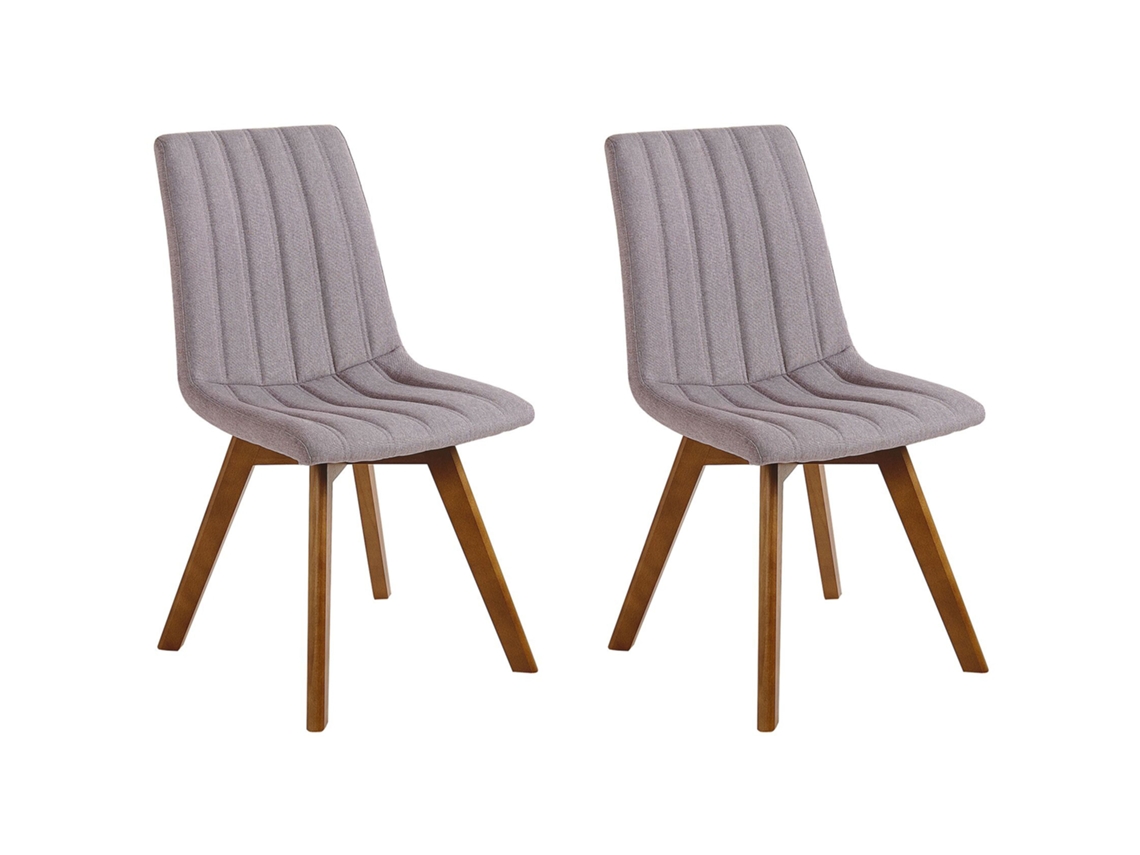 Conjunto de 2 cadeiras de jantar BELIANI Calgary de Poliéster Cinzento 45x53x84