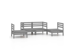 Conjunto de salón de jardín de 4 piezas de pino macizo gris EXCLUSIVO DE LA CASA