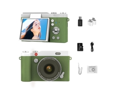 Cámara digital retro con pantalla abatible Ultra HD, sin tinte verde, tarjeta de memoria de 32 GB + lector de tarjetas + 2 puertos, Android YUNZII