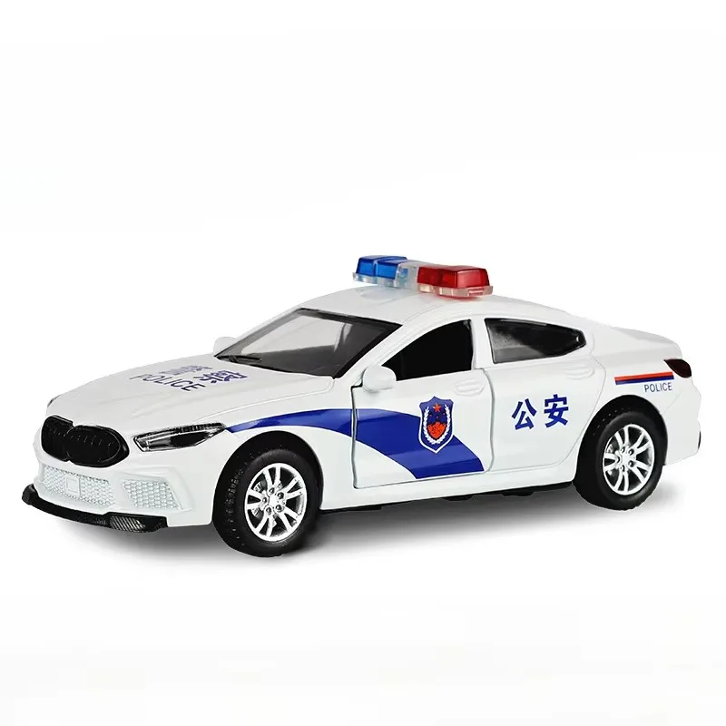(m8 Policía Blanca) Escala 1:32 - Coche en miniatura - Metal fundido a presión - Vehículo en miniatura