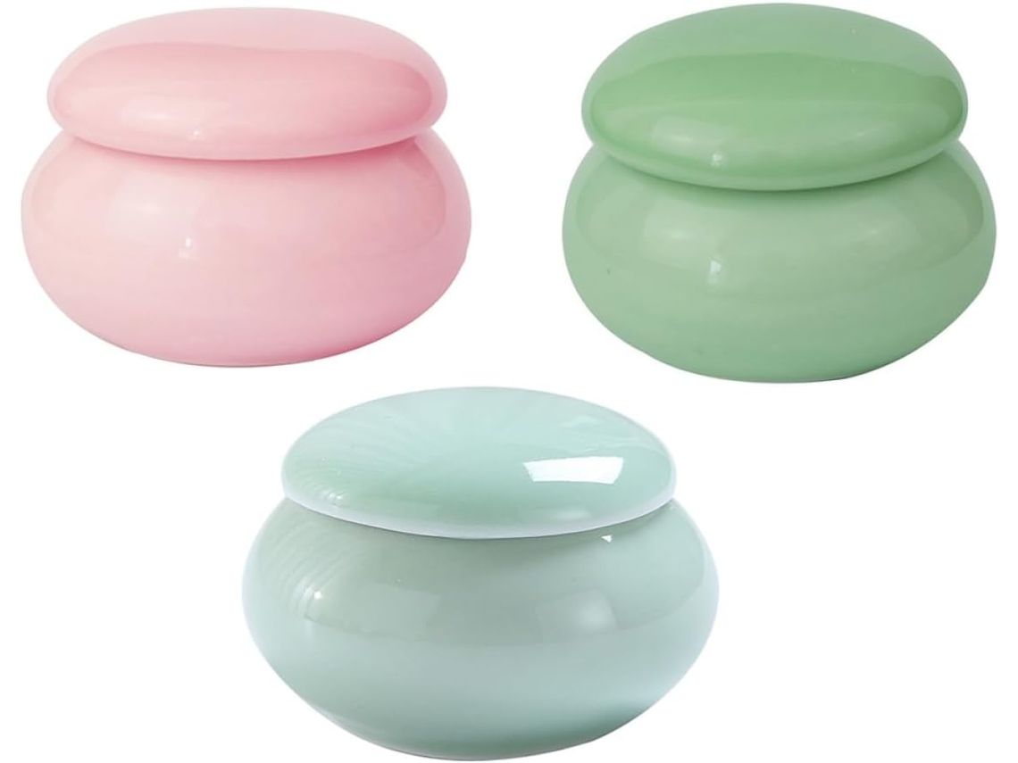 Lot De 3 Pots En Céramique Vides Para Rouge À Lèvres Boîte De Rangement Cosmétique Compactoe Cuellole...