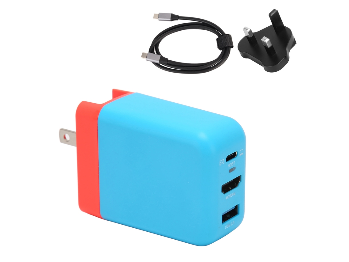 Cargador Usb-c Gan De 65 W Con 3 Puertos Y Enchufe Británico, Funda Para Switch, Televisor 4k De 60 Hz Y Proyector.