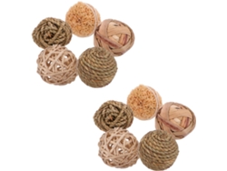 Juego de 10 bolas decorativas de ratán trenzado natural para decoración de mesa GOKOCO