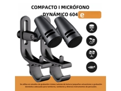 Micrófono Dinámico MDUG Adecuado Para Tom-Tom Y Caja, Patrón Polar Cardioide, con Clip Y Soporte. (De Doble Pieza), 