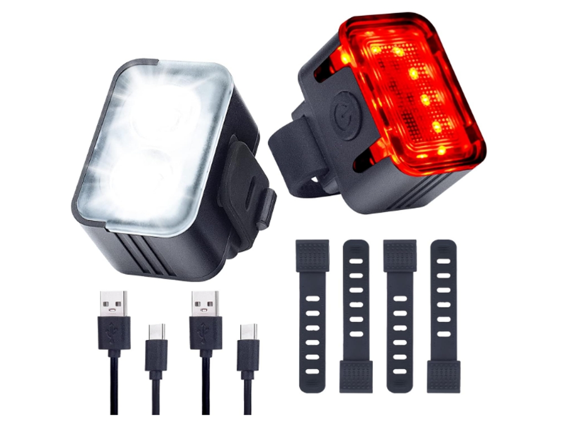 YIZHOOD Luces delanteras y traseras inteligentes multimodo superbrillantes para bicicleta con haz de inundación DES1467 (negro)