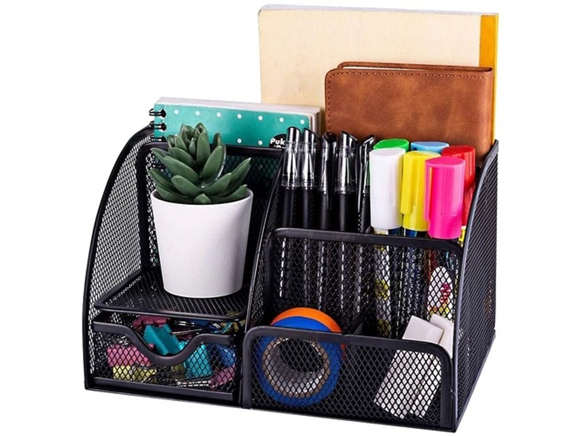 Organizador de escritorio - 6 compartimentos - negro ISO TRADE