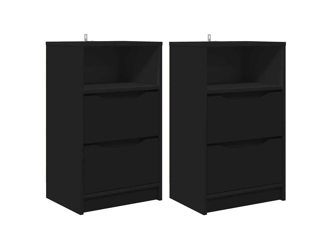 Maison Exclusive - Mesas De Noche Con Cajón 2 Pcs Negro 40 X 30 X 467 Cm
