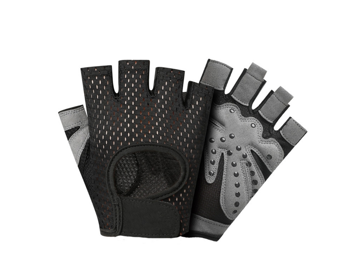 2026rebe-guantes Deportivos De Media Falange 2pcs Poliéster Resistente Al Desgaste Antideslizante Para Ciclismo Montar Ejercicio Negro Talla L