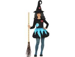 Disfraz de Niña DISFRAZZES Bruja Con Corazón Negro Y Azul (Talla: 7 a 9 años)