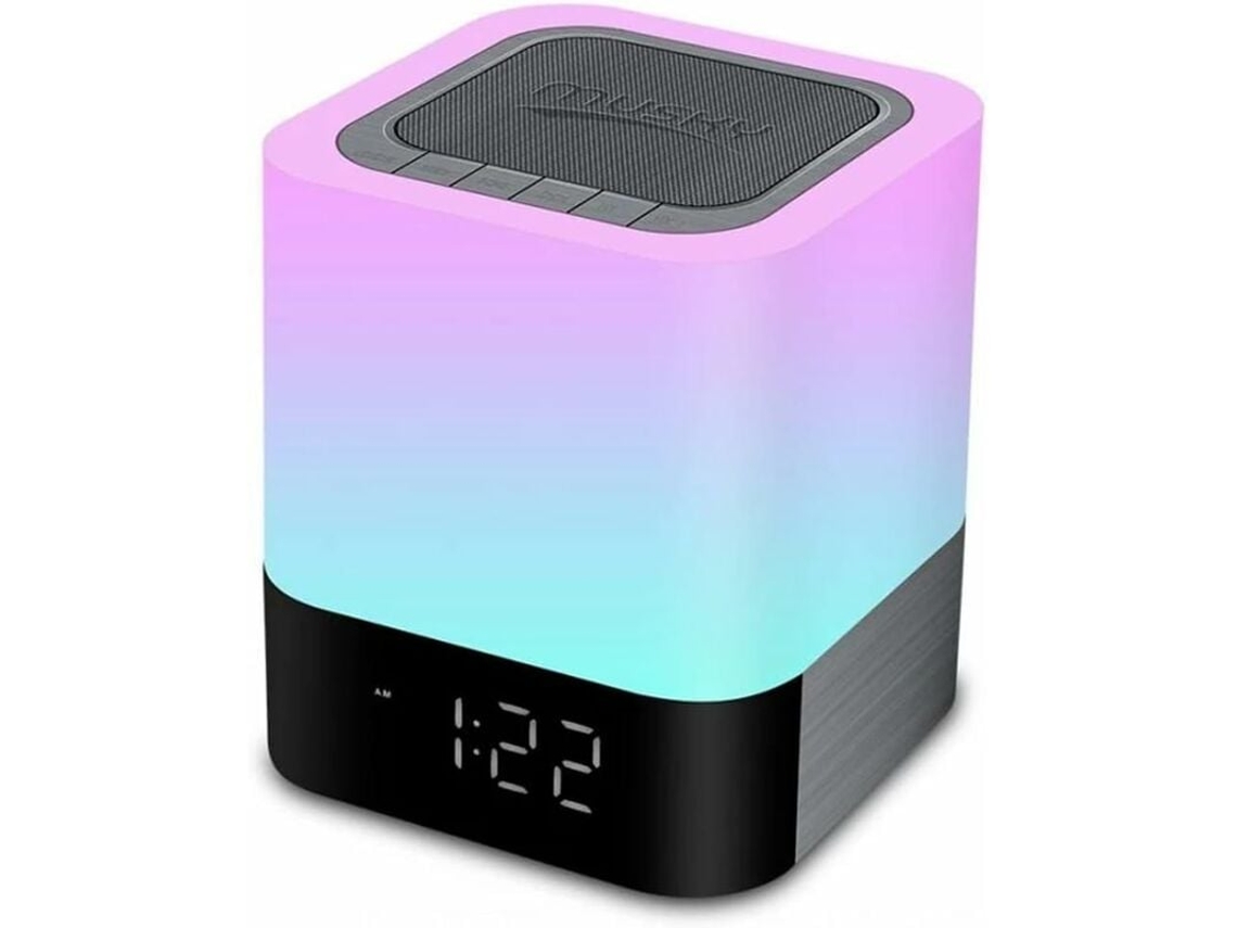 Recargable LED Colorido Reloj Despertador Inteligente Lámpara de Noche Táctil Portátil 5 en 1 Altavoz Bluetooth Lámpara de Noche Reloj Despertador LED con Bluetooth Multicolor