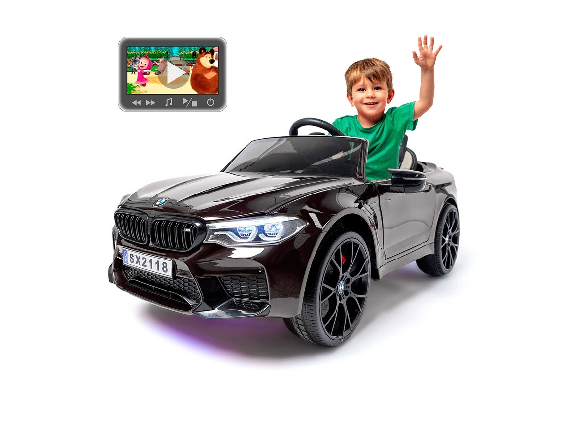 Coche eléctrico infantil BMW M5 con función Drift, negro, Ataa