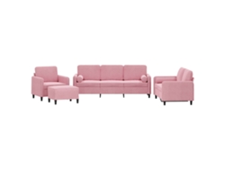 Conjunto 4 de sofás con cojines VIDAXL terciopelo rosa
