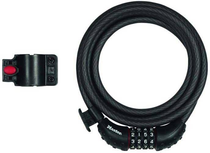 Master Lock Candado bicicleta 18 cable combinación flexible montaje exterior 8120eurdpro ideal para paseante y otro equipo de 4